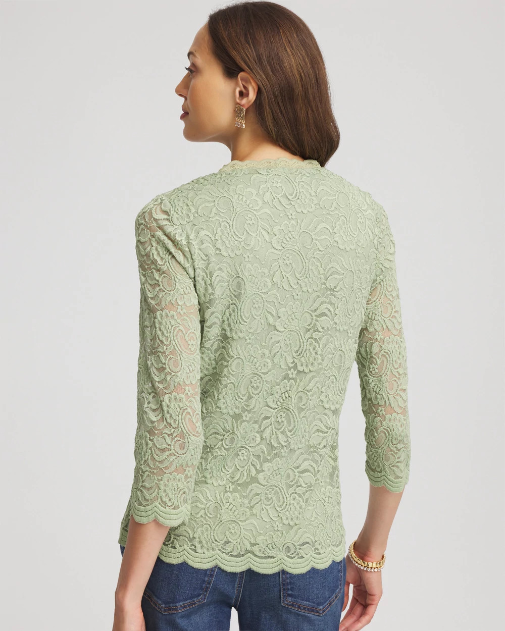 Lace Scallop-Hem Knit Tee