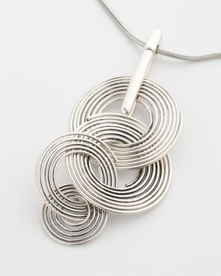 Silvertone Concentric Circles Pendant Necklace click to view larger image.