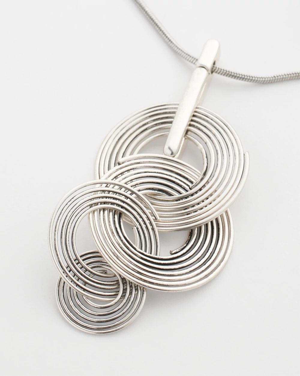 Silvertone Concentric Circles Pendant Necklace