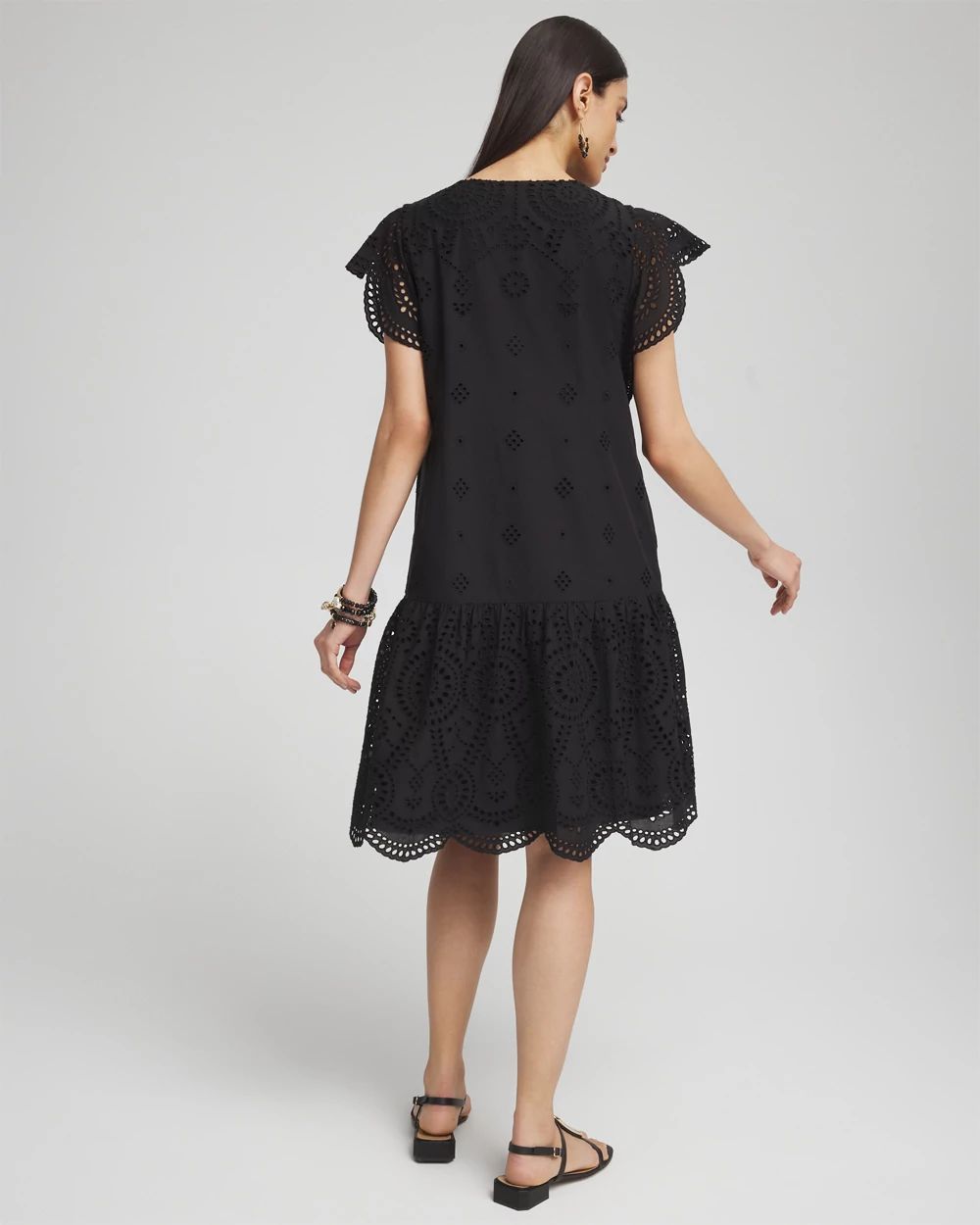 Eyelet Scallop Hem Dress