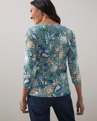 Pima Floral V-Neck Tee