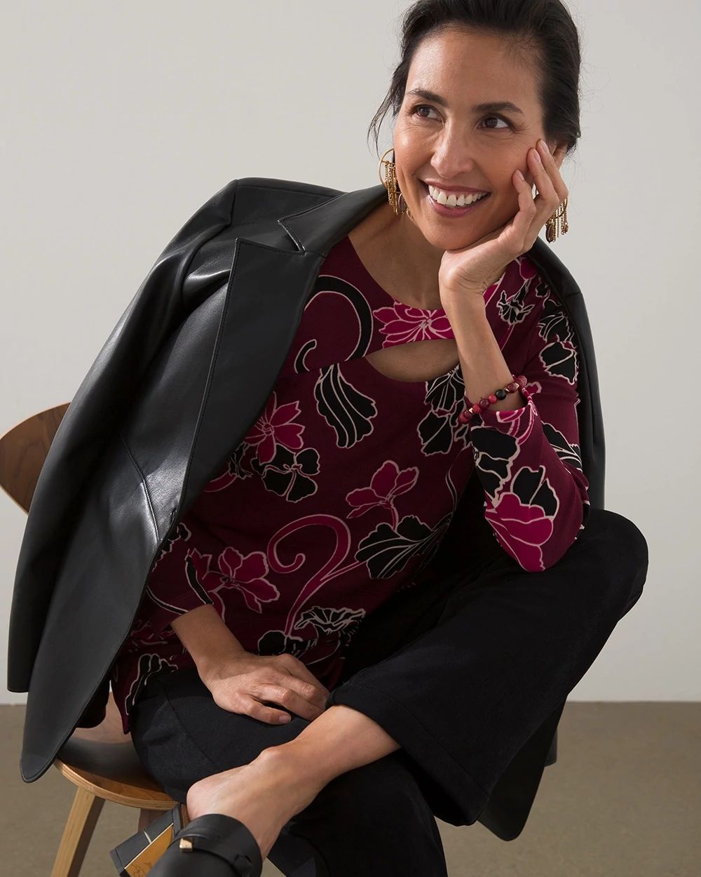 Travelers Print Keyhole Top