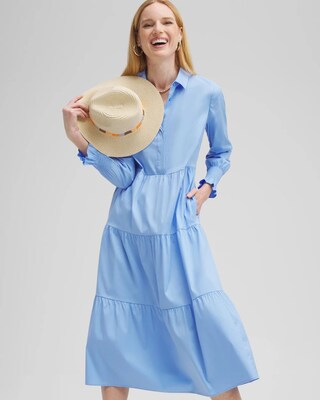 Poplin Tiered Shirt Dress