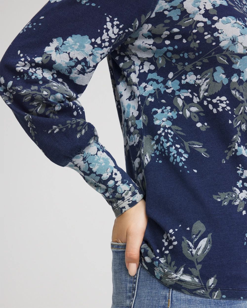Denim Motif Cotton Top