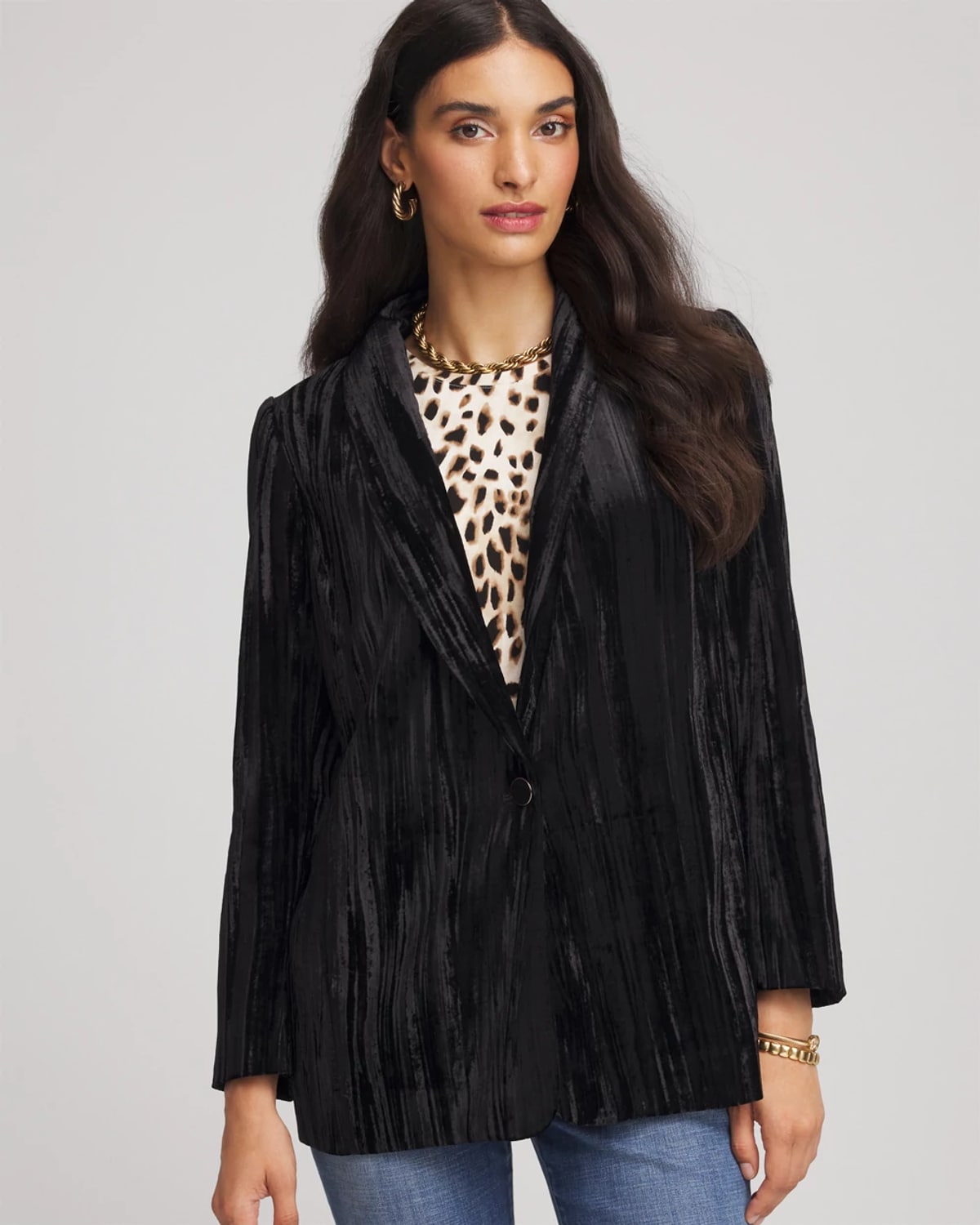 Chico's Velvet Shawl Collar Blazer In Black In Black