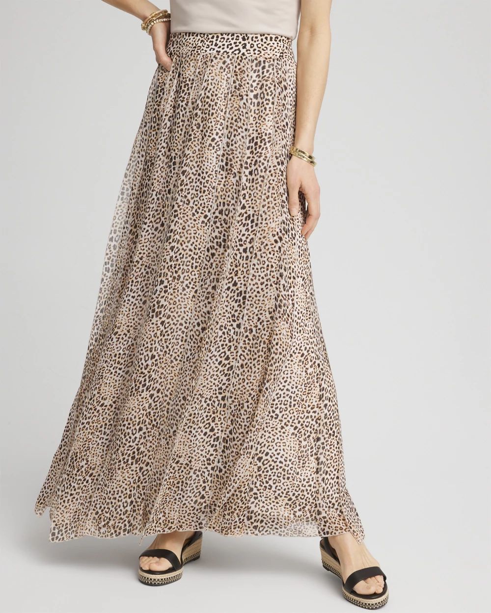 Animal Print Georgette Maxi Skirt