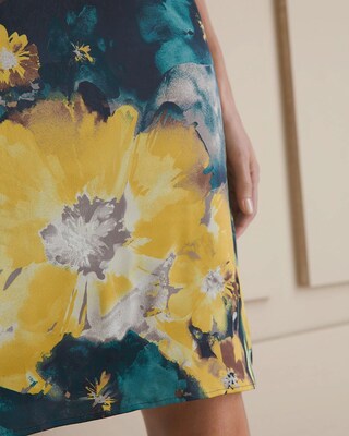 Floral-Print Satin Shift Dress
