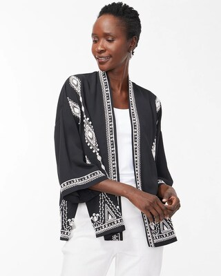Embroidered Short Kimono