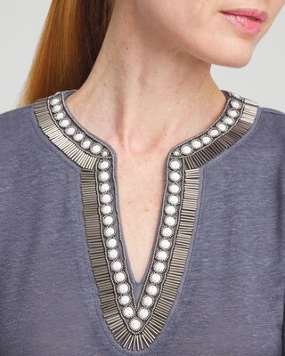 Linen Embellished Tunic click to view larger image.