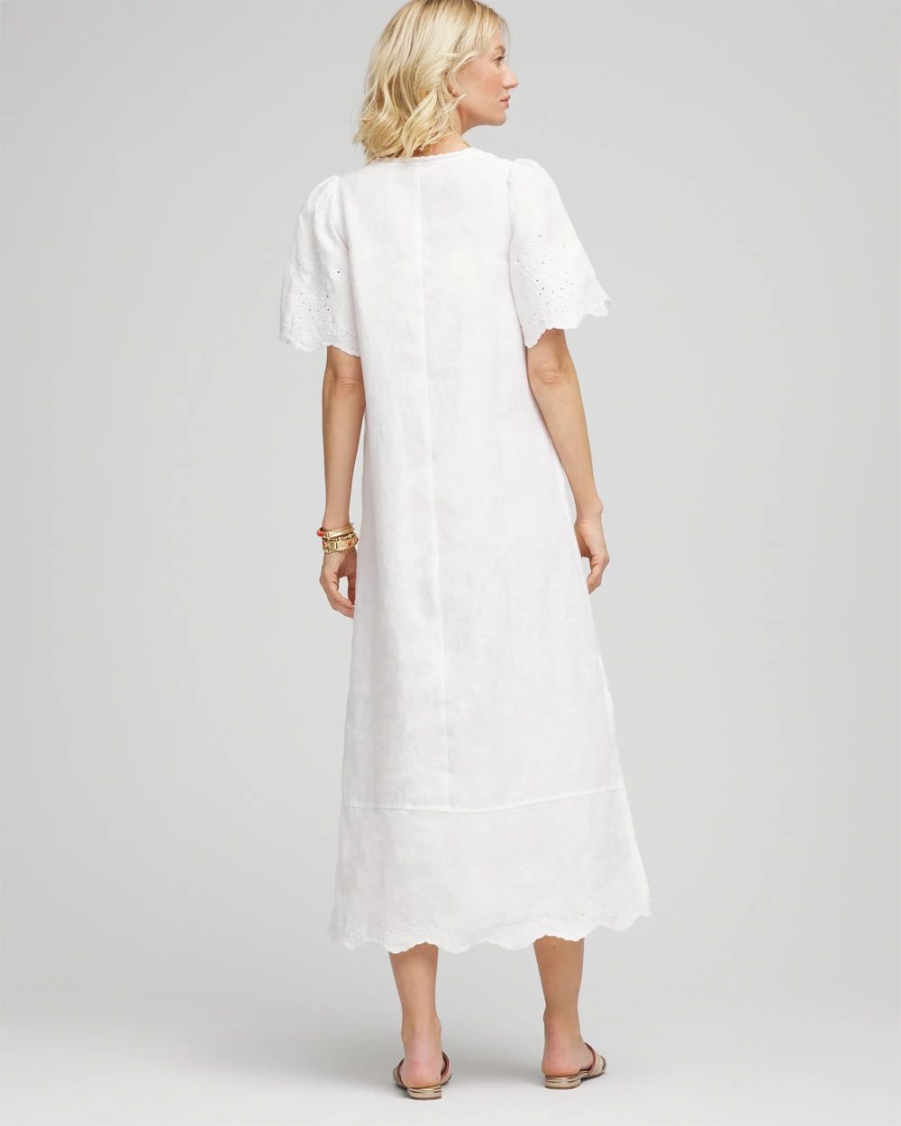 Linen V-Neck Cutout Maxi Dress