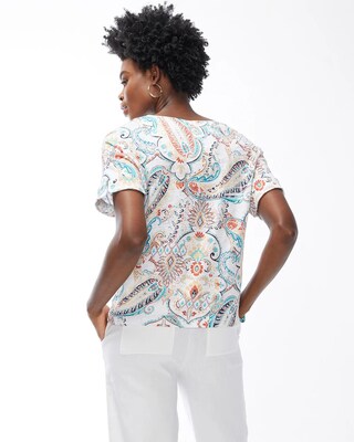 Linen Paisley Relaxed Tee