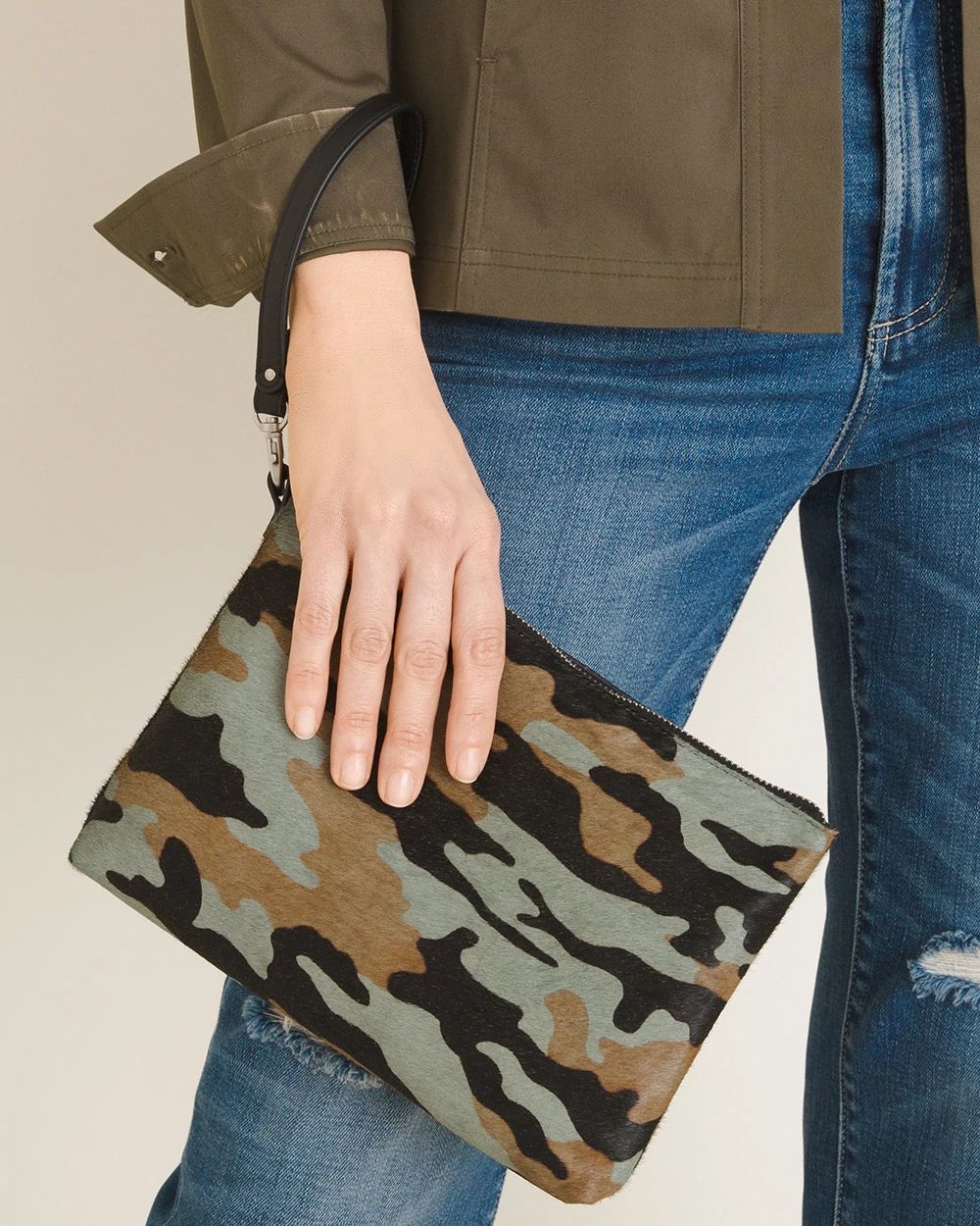 Camo-Print Haircalf Clutch