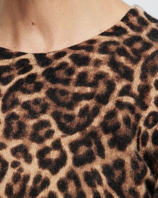 Cashmere Leopard Crew Neck Sweater