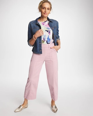 Utility Wide Pull-On Crop Jeans click to view larger image.