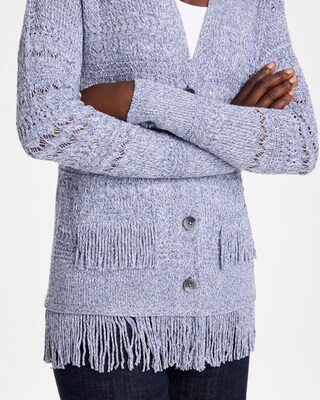 Fringed Long-Sleeve Cardigan click to view larger image.