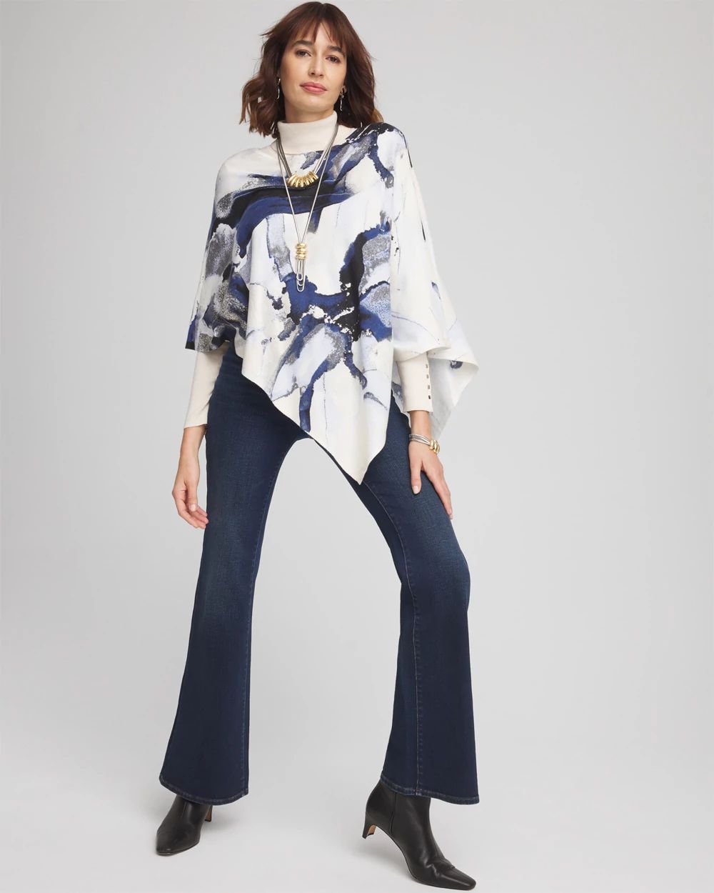 Foil Cashmere Blend Poncho