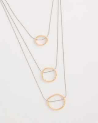 Mixed Metal Triple Circle Pendant Necklace click to view larger image.