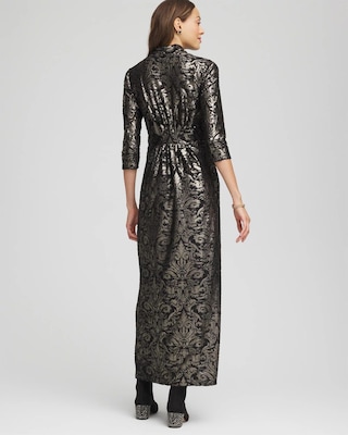 Foiled Knit Pleated Maxi Dress click to view larger image.