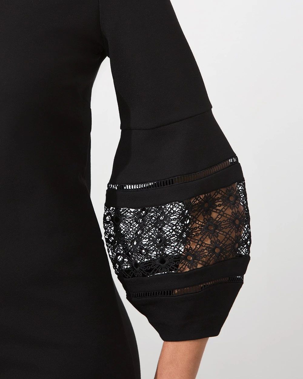 Eyelet Balloon Sleeve Ponte Dress