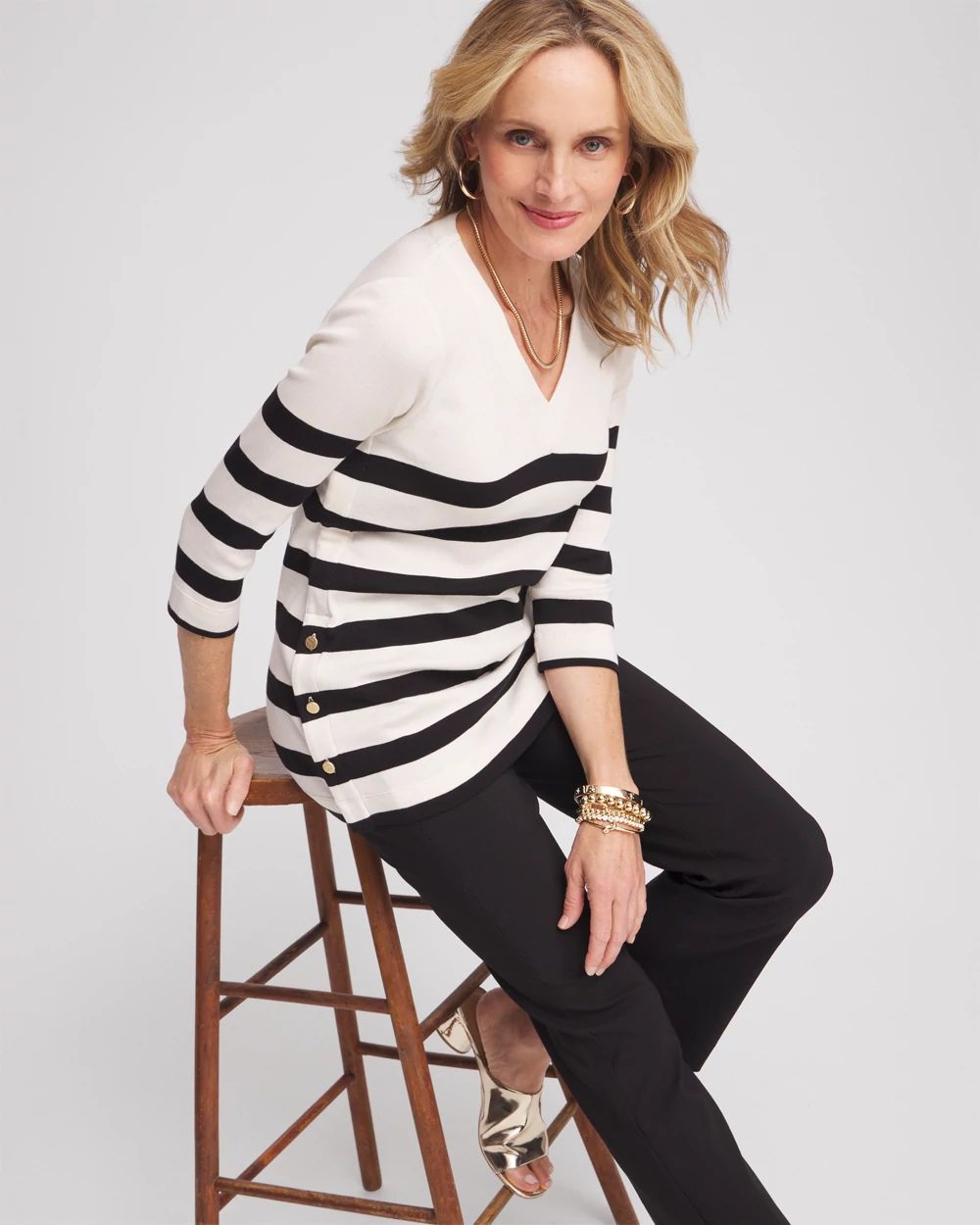 Stripe Button Detail Tunic