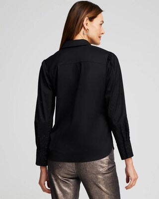 Poplin Embellished Sleeve Shirt click to view larger image.