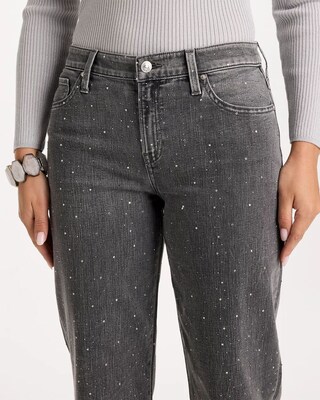 Rhinestone Boyfriend Cropped Jeans click to view larger image.