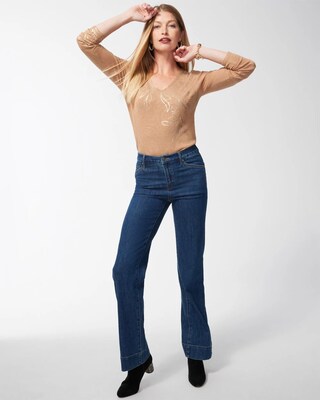 Foil Detail V-neck Pullover Sweater