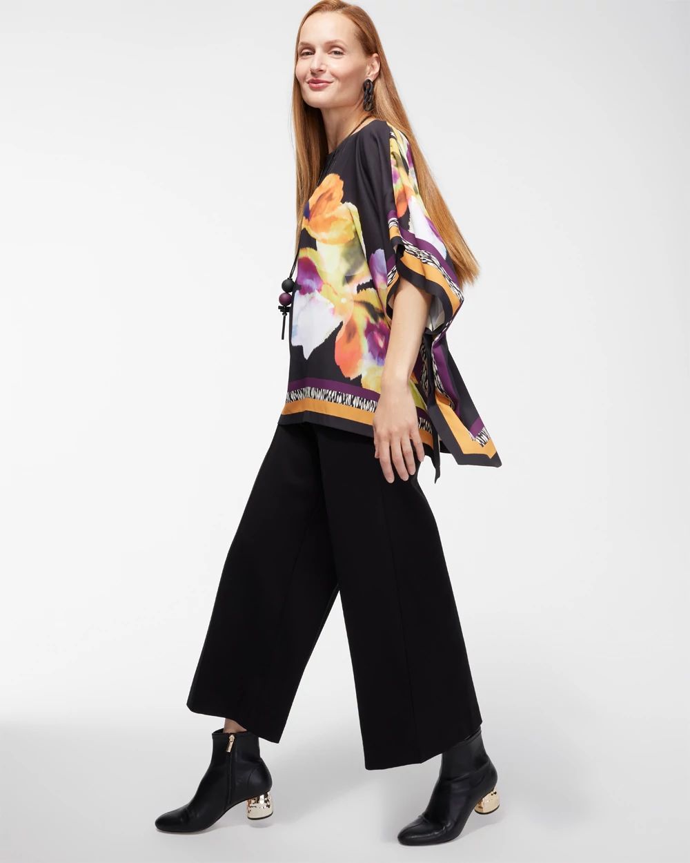Floral Print Poncho