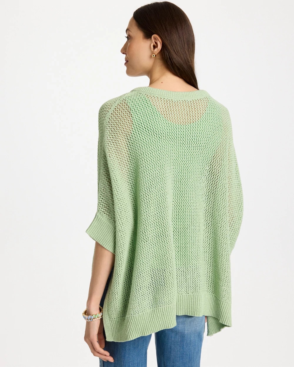Avocado Artistry Open Knit Poncho