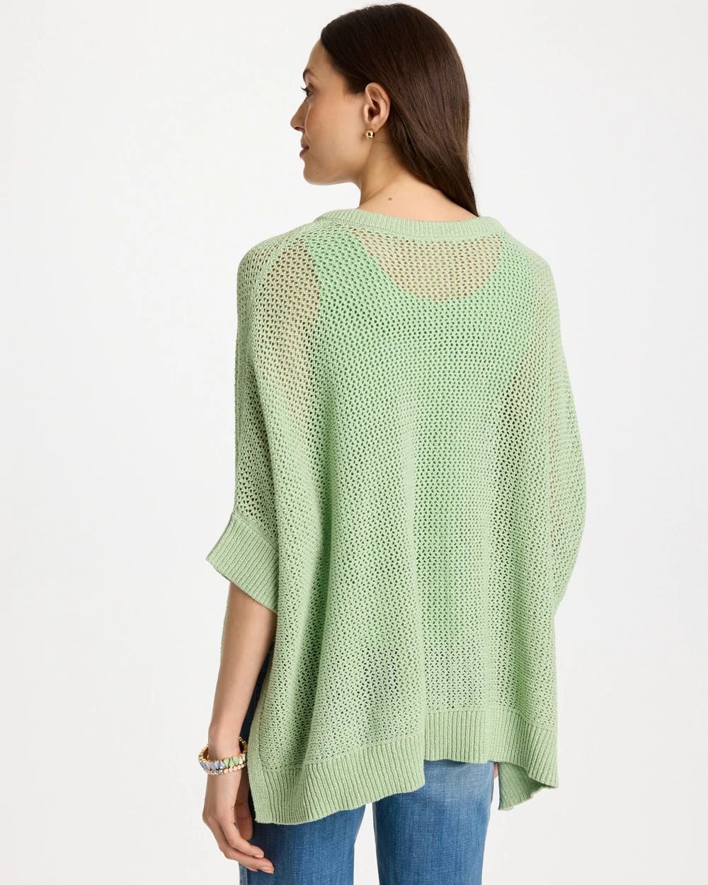 Avocado Artistry Open Knit Poncho click to view larger image.
