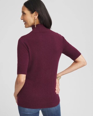 Cashmere Elbow Sleeve Mock Neck Sweater click to view larger image.