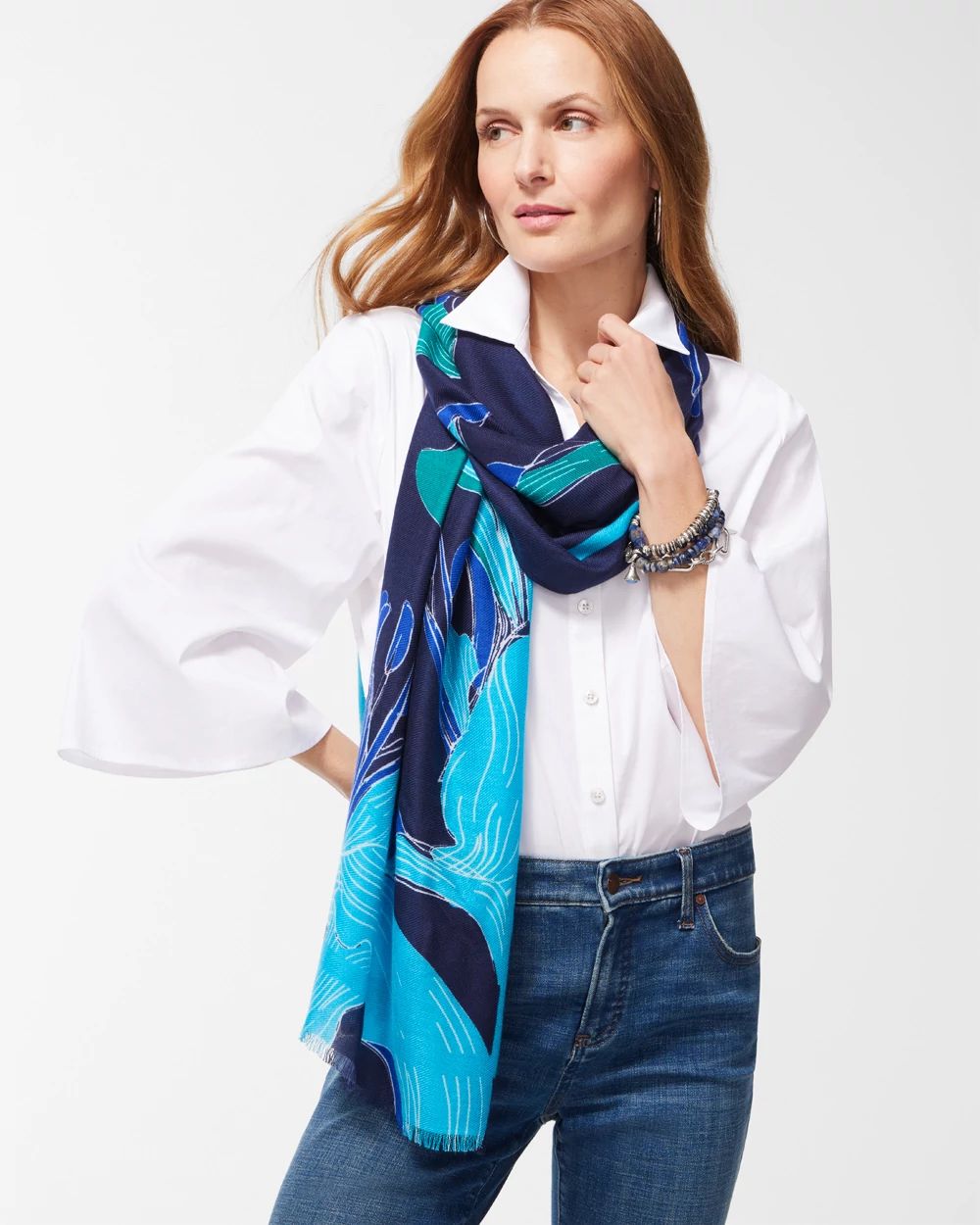 Cool Floral Oblong Scarf