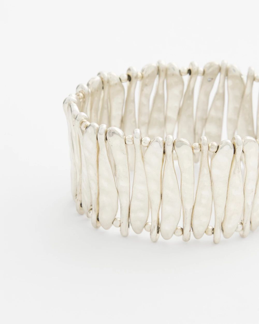 Silver Tone Stretch Cuff Bracelet