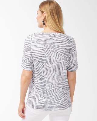 Zebra Button Detail Cotton Slub Tee