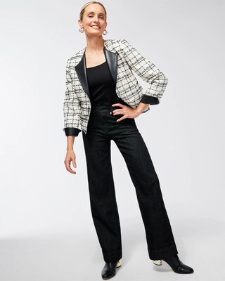 Tweed Faux Leather Trim Jacket