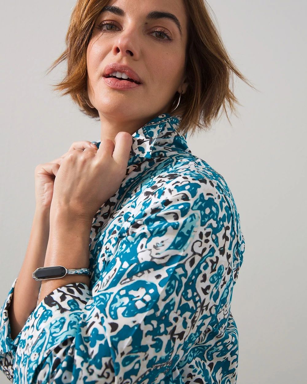 No-Iron Stretch Paisley Print Shirt