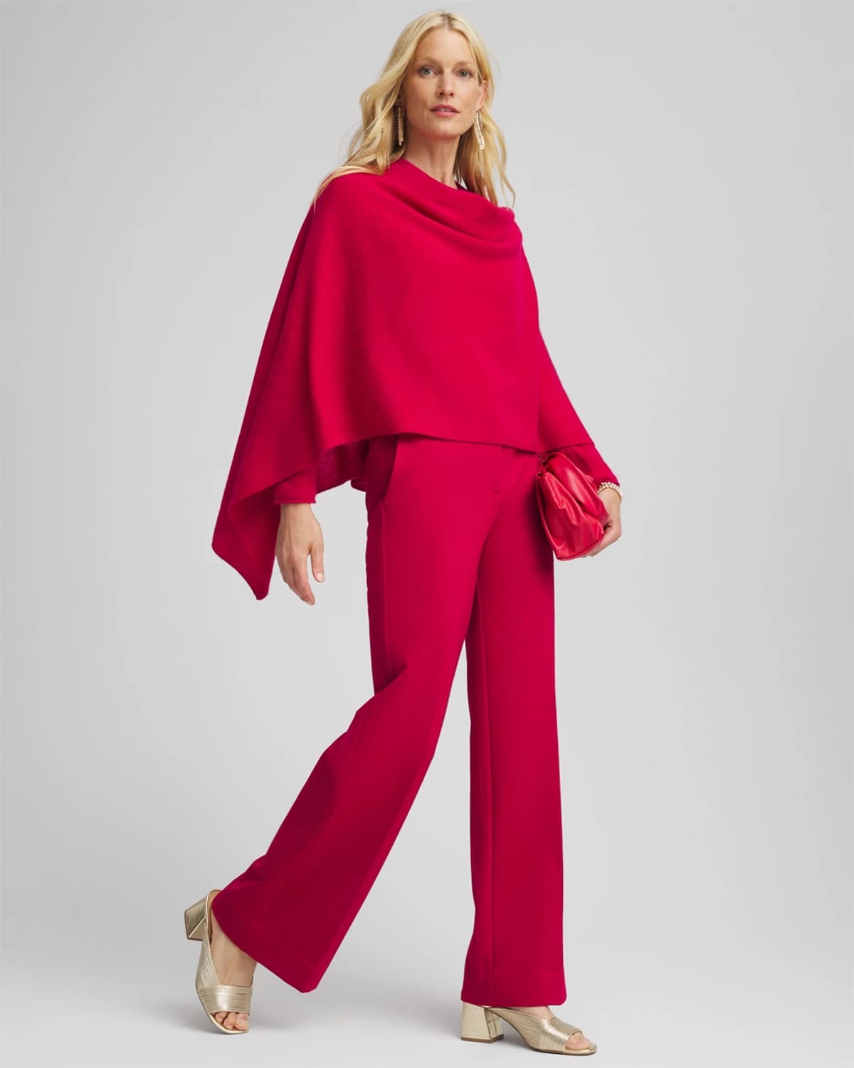 Chico's Cashmere Poncho In In Red