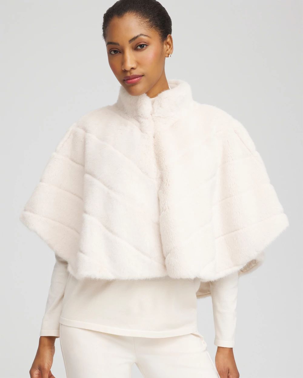 Faux Fur Funnelneck Capelet