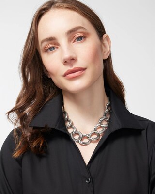 Silver Tone Bib Necklace