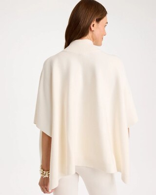 Button Mockneck Sweater Poncho click to view larger image.