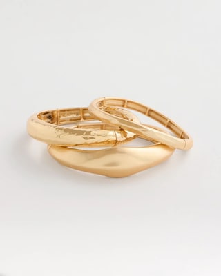 Goldtone Stretch Bangle Set of Three click to view larger image.