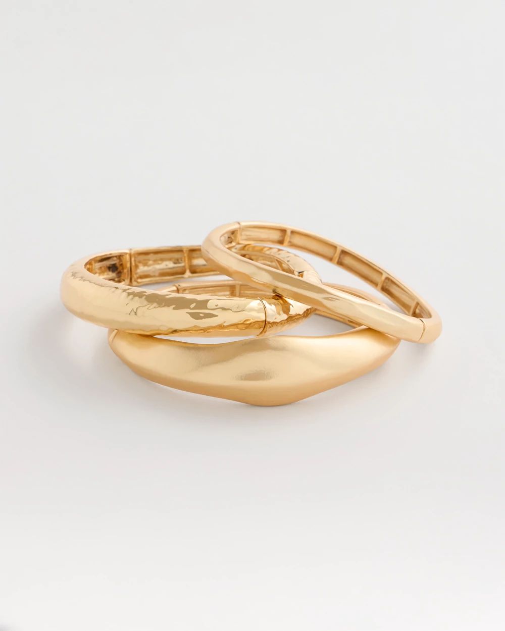 Goldtone Stretch Bangle Set of Three click to view larger image.