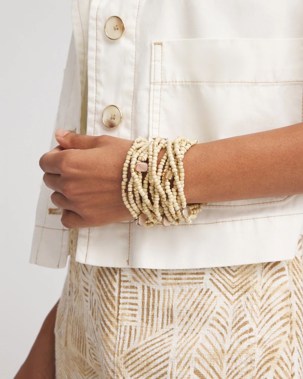 Layered Bead & Abalone Bracelet