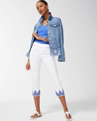 Boho Embellished Pull-On Capris