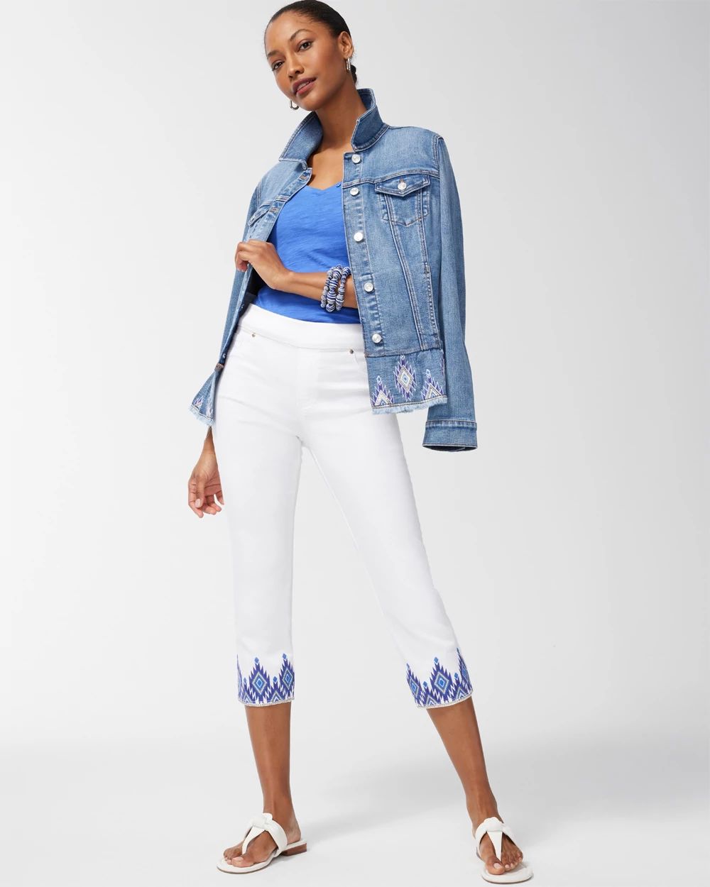 Boho Embellished Pull-On Capris