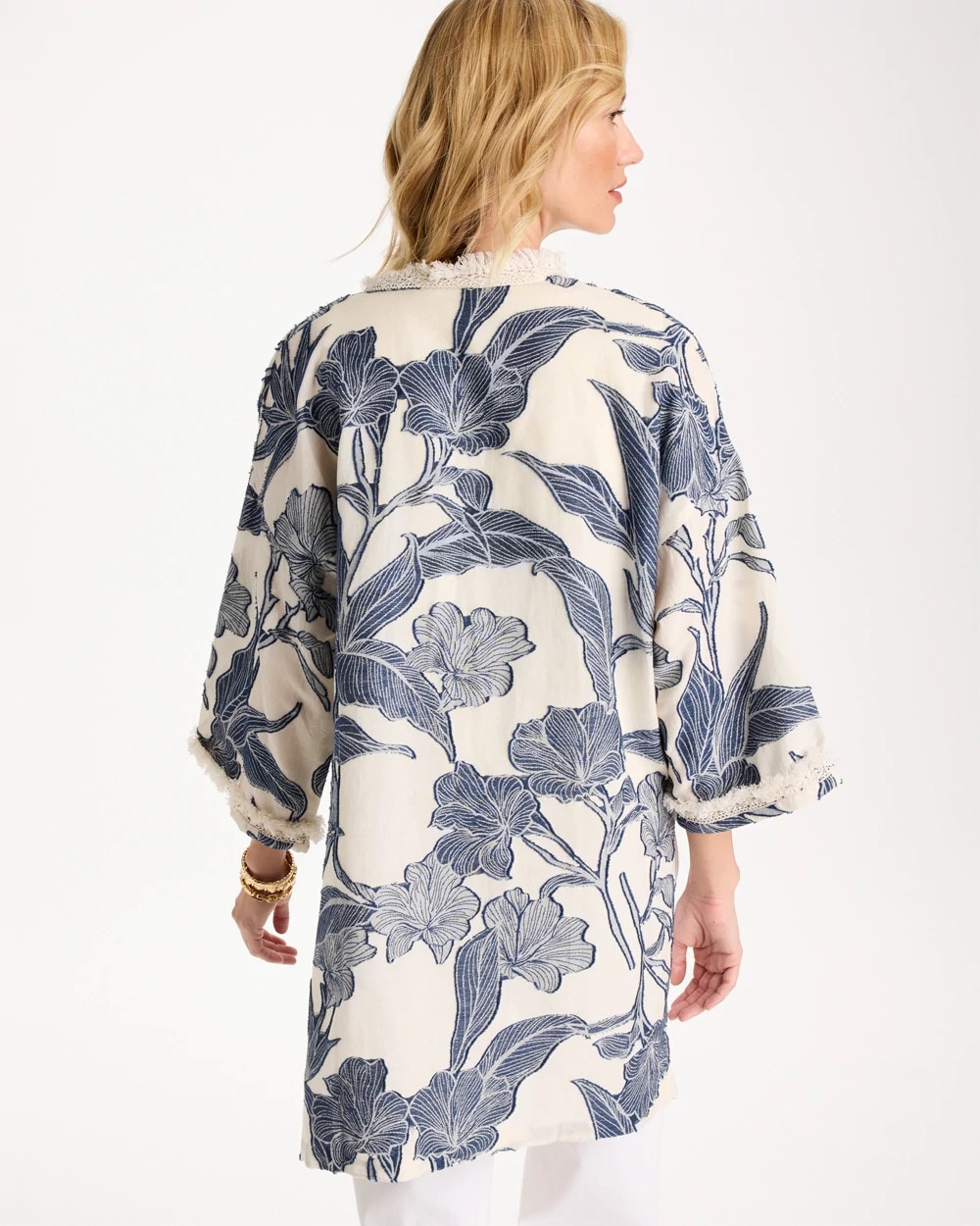 Cotton Jacquard Fringed Kimono