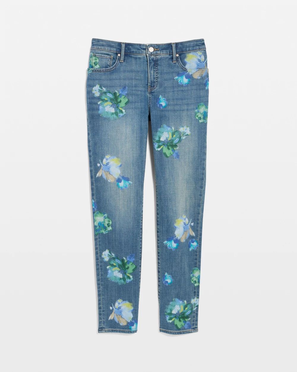 Girlfriend Slim Floral Ankle Jeans