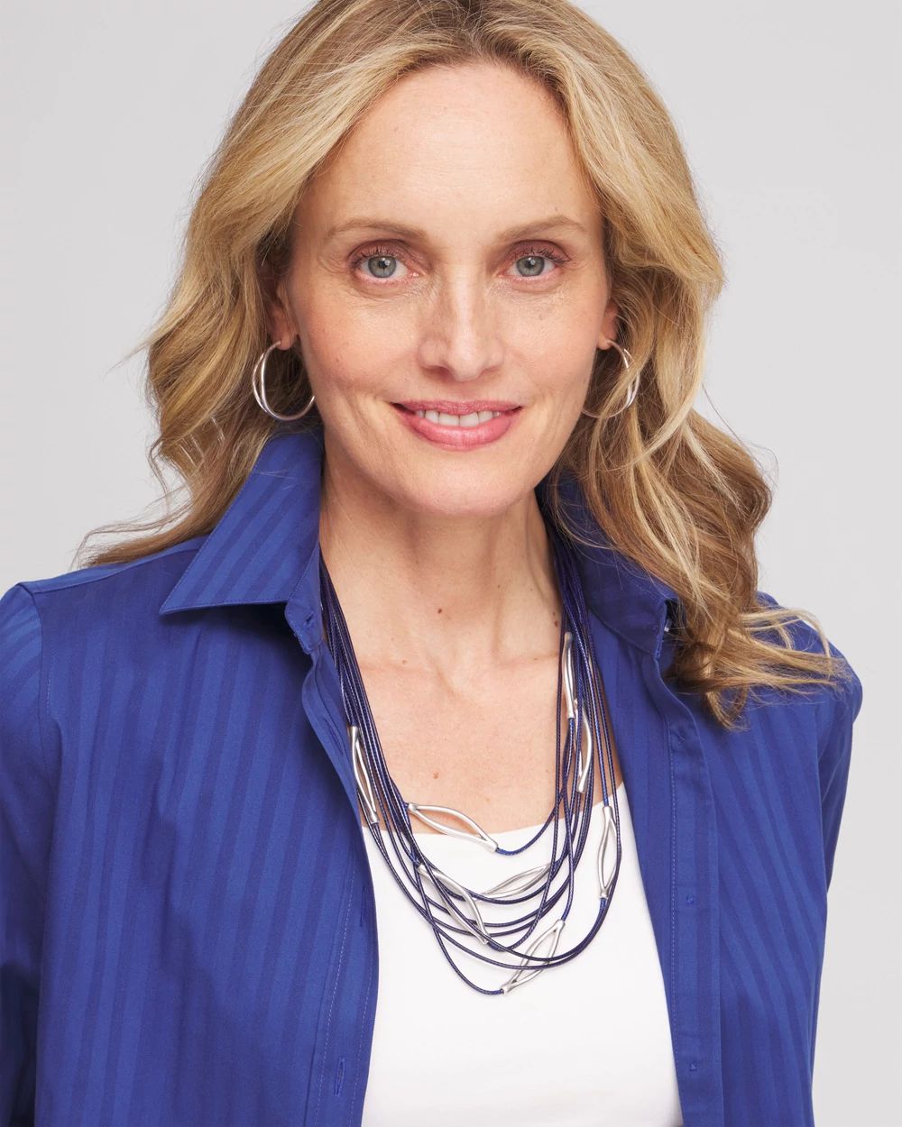 Blue Multistrand Bib Necklace