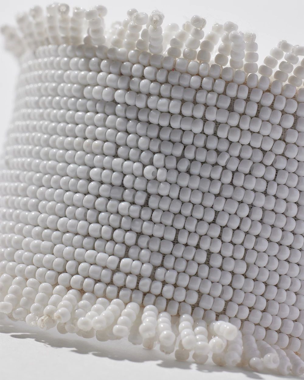 White Seed Bead Cuff Bracelet