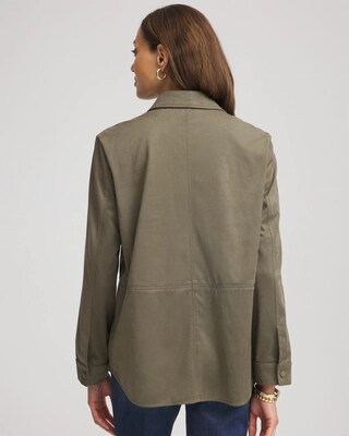 Suede Collared Long-Sleeved Shacket click to view larger image.